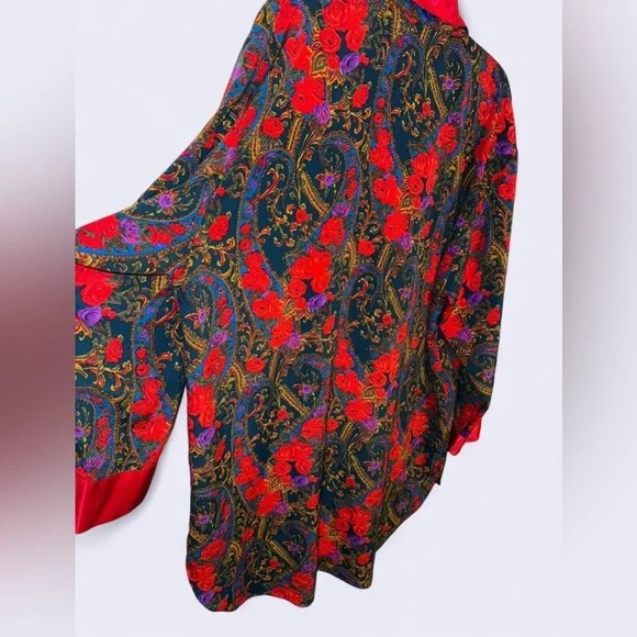 Victoria's Secret Red and Black Floral Robe Size Large Women’s - Picture 6 of 6